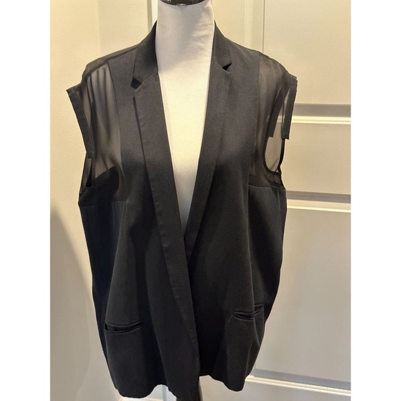 NWOT ALLSAINTS Oversized Open Front Black Vest SZ 8 - Picture 1 of 4